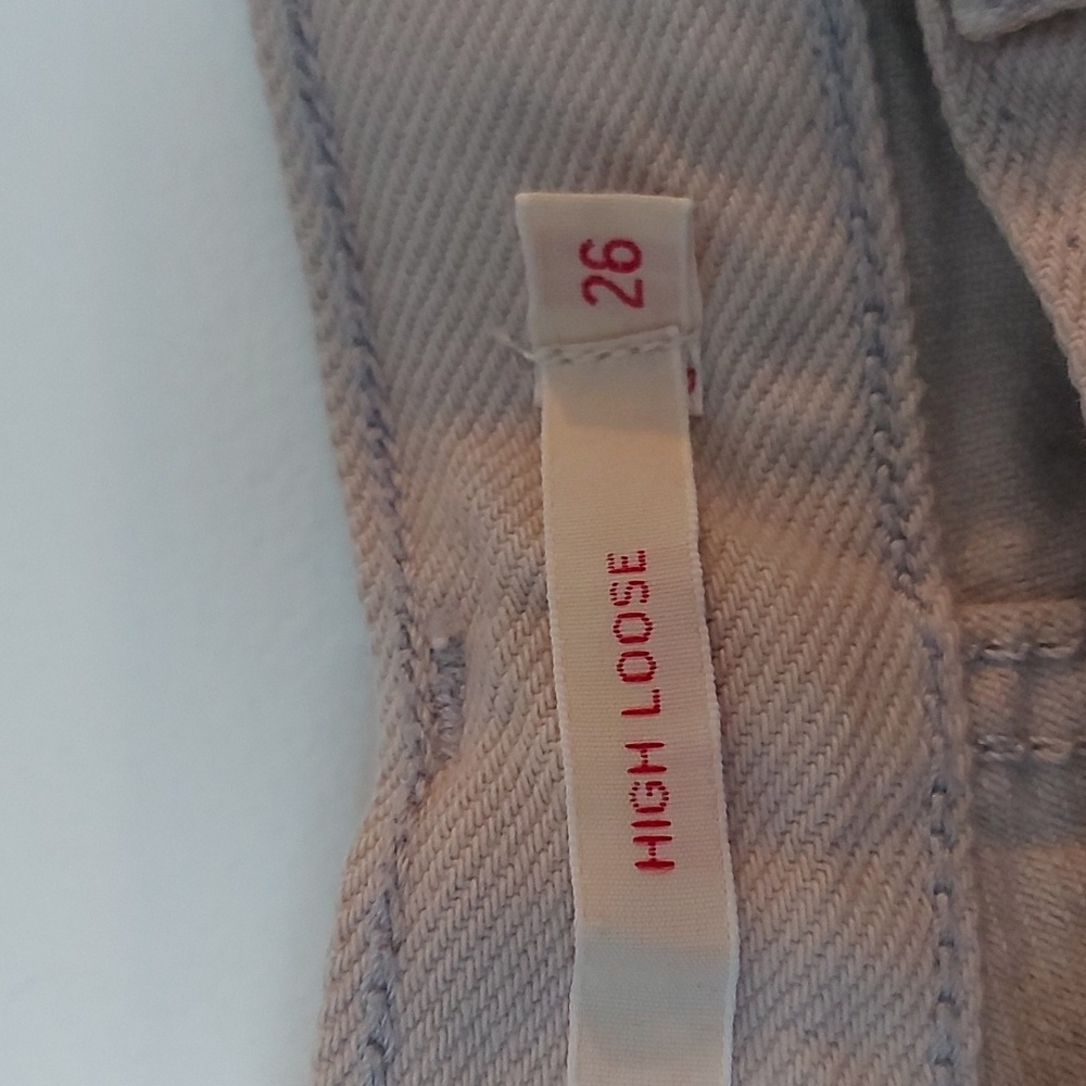 Levis Premium Big E High Loose Straight Leg Jeans Taupe Size 26 - Picture 7 of 12